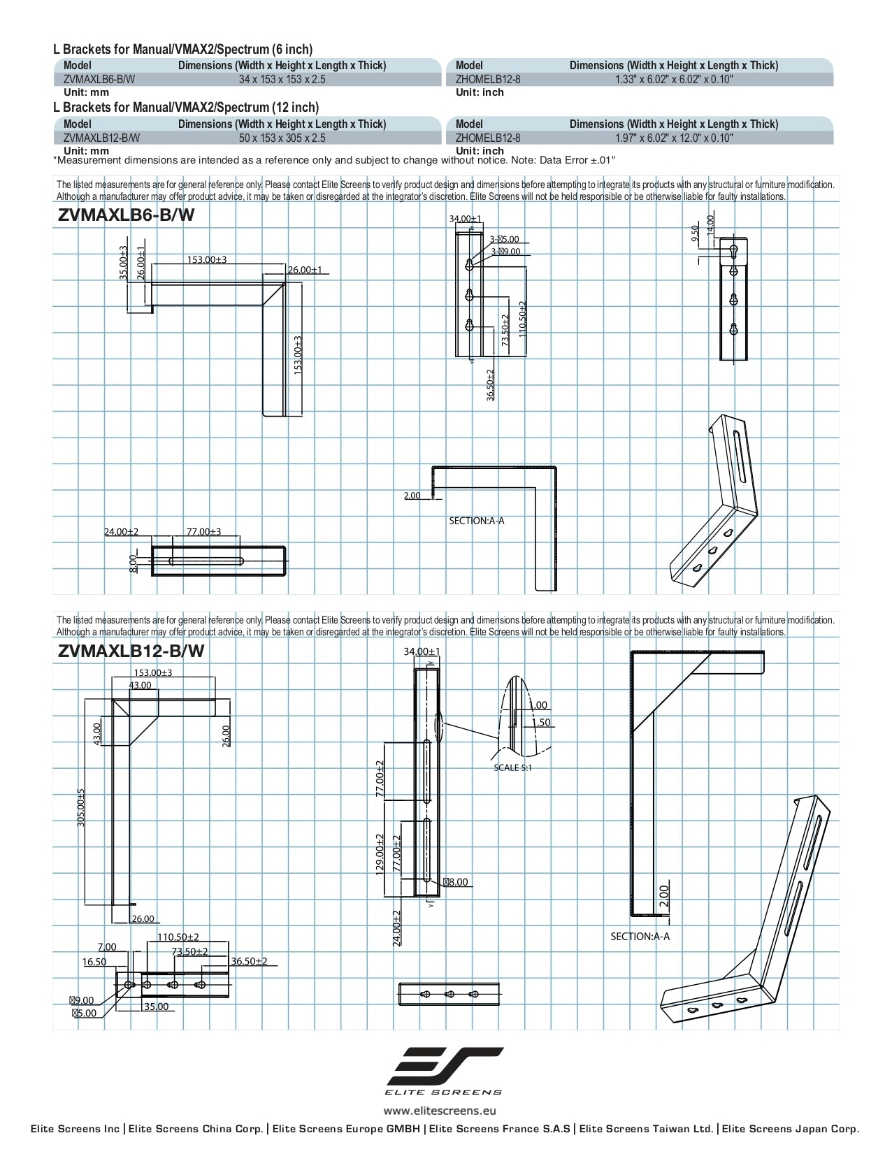 ENTRETOISES MURALES - SUPPORTS EN L ZVMAXLB6-W